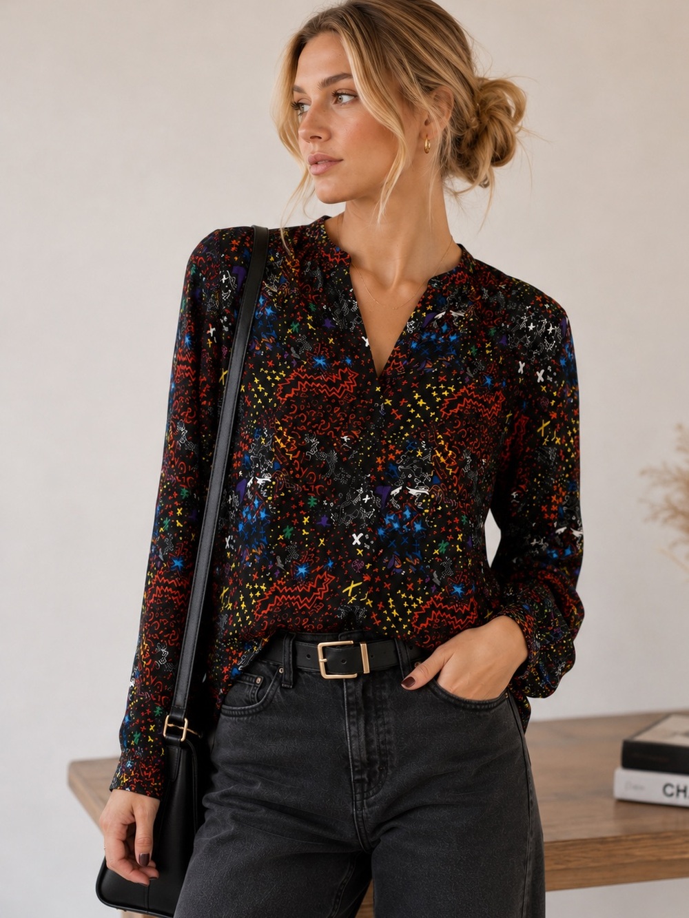 Zadig & Voltaire Tink Glam Rock Print Blouse Black Multi S